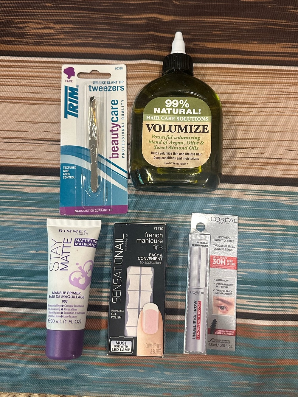 Beauty Essentials Bundle Hair Oil-Primer-Tweezers-brow top coat-manicure